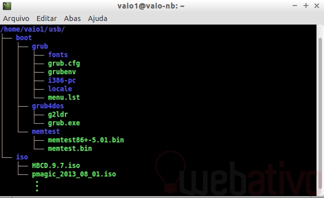 arvore de diretorios de pendrive usb multiboot